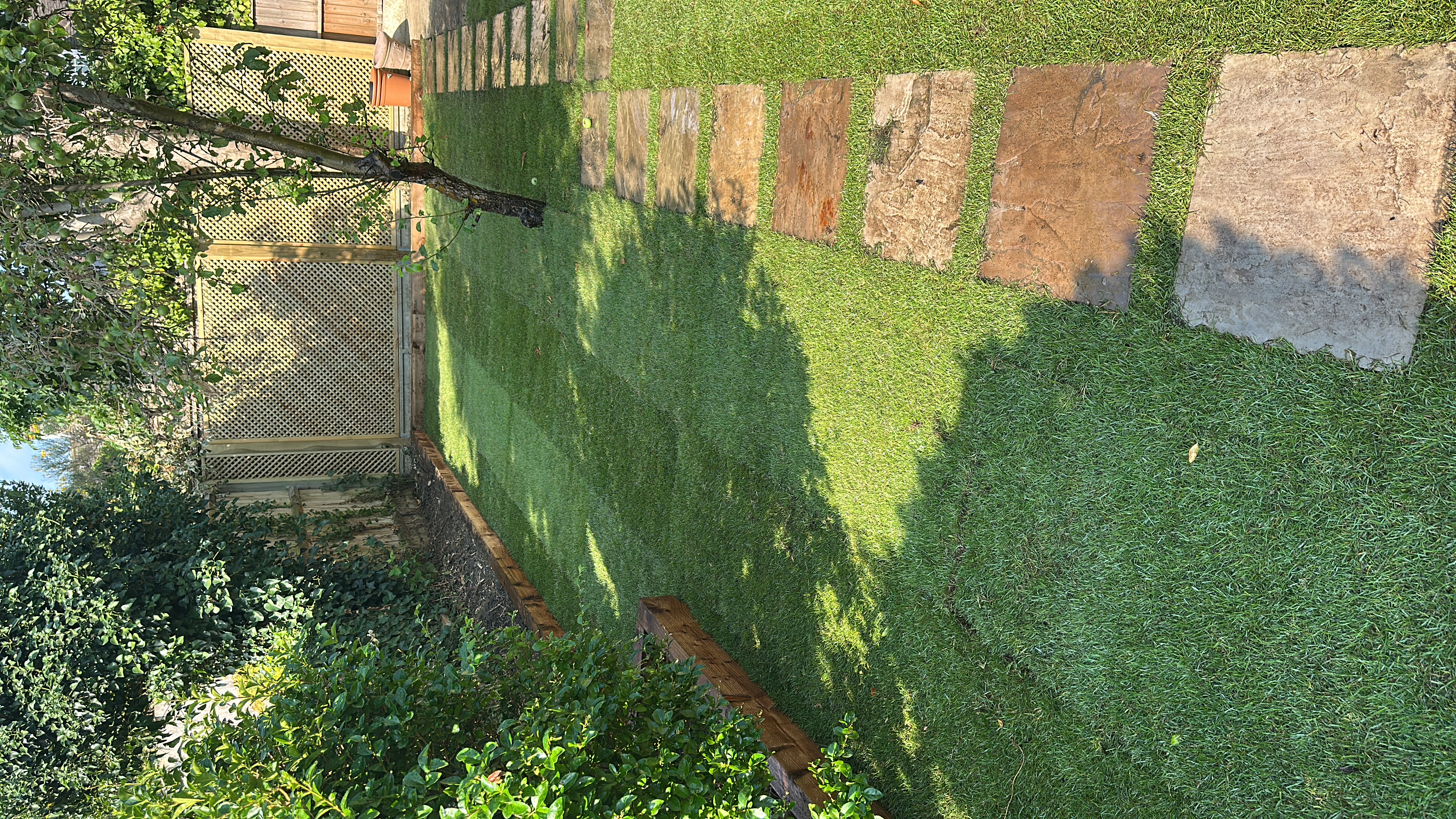 Garden lawn and stepping stones